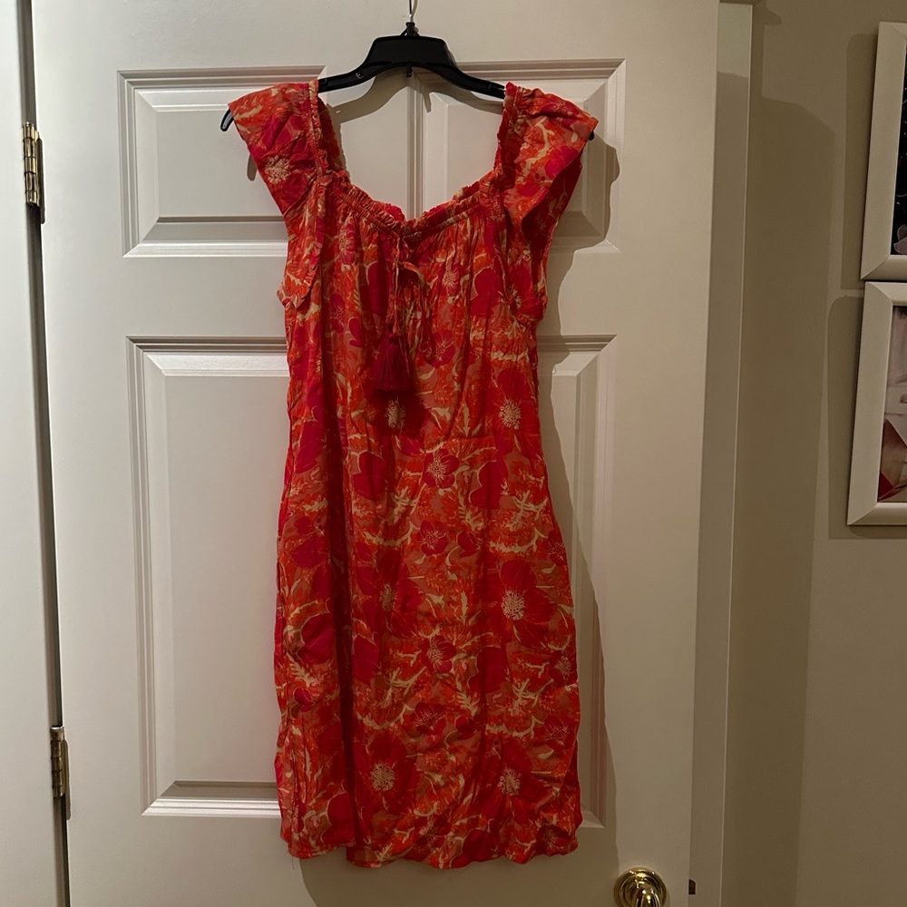 TRIBAL women’s Tie Vibrant Orange and Pink Midi Dress - Picture 6 of 12